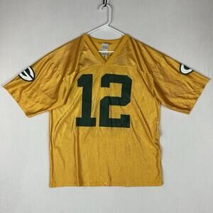 NFL Green Bay Packers #12 Aaron Rodgers Football Jersey Mens Large Yellow Casual